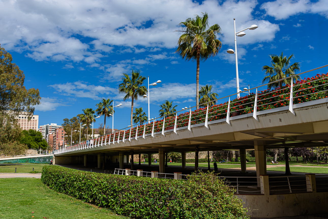 il Puente de las Flores, il ponte attraversa i Giardini del Turia, nel letto asciutto del fiume Turia